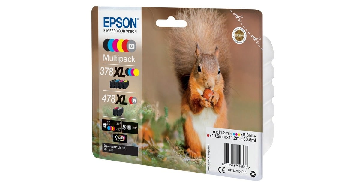 EpsonMultipack 6-colours 378XL / 478XL Claria Photo HD Ink inkt  (C13T379D4010, 'Eekhoorn', 6-delig)