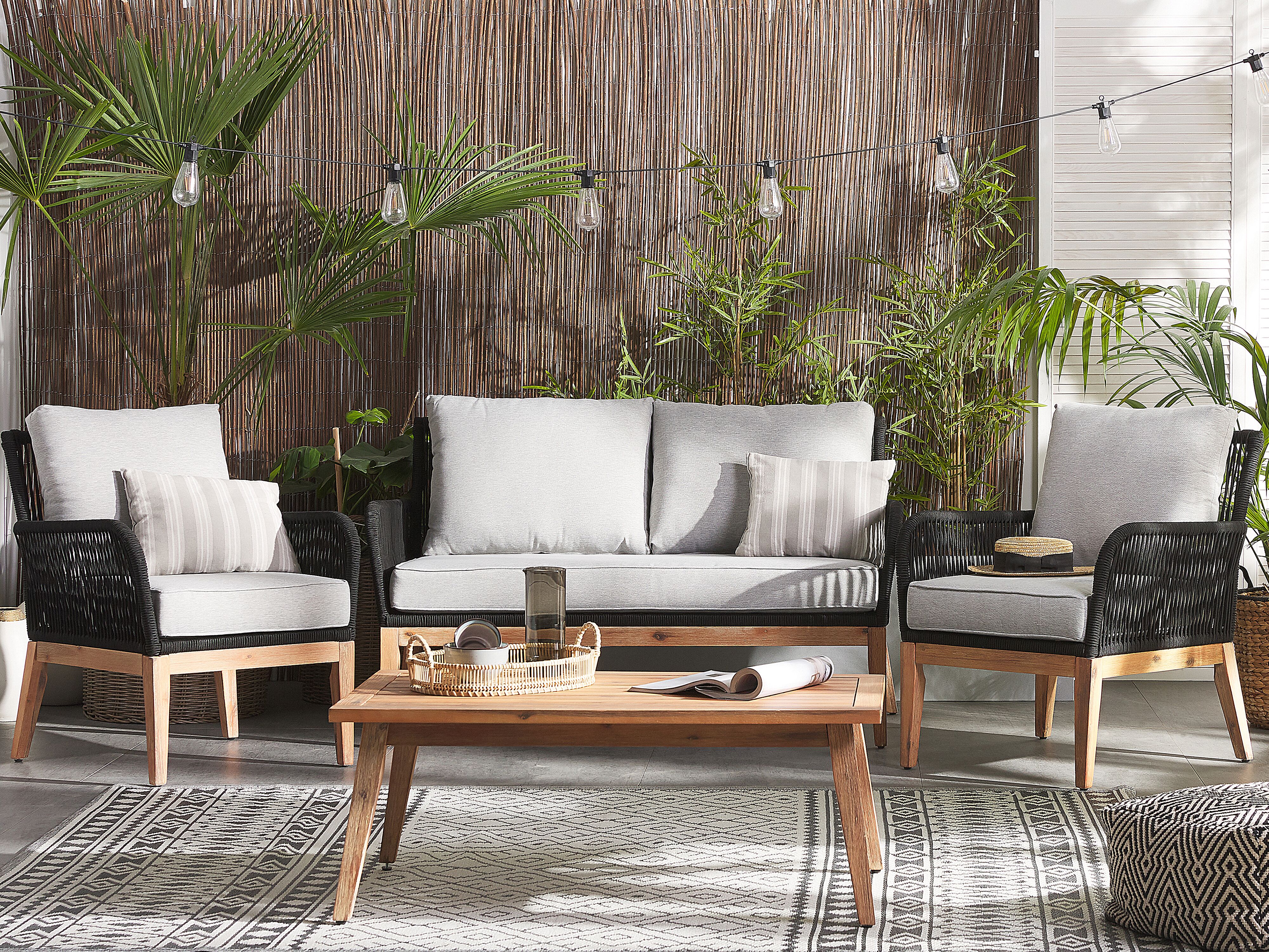 Loungeset met tafel 4-zits MERANO Acaciahout Grijs