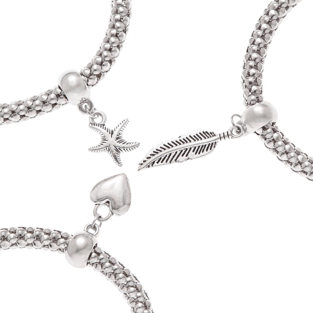LASCANA Armband Set elastisch, Armbänder mit Anhänger, Herz, Stern, Feder, Armketten Set