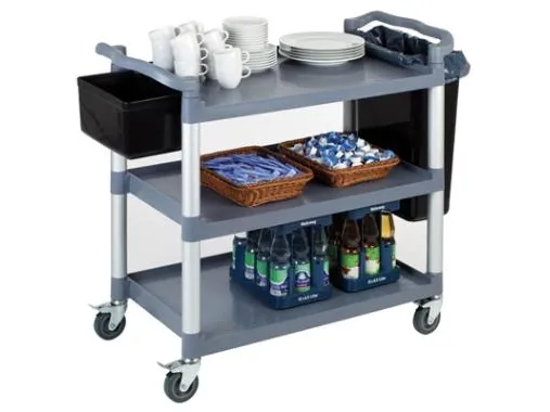 Rullebord/Serveringsvogn 108x50x96 cm med 3 hylder( affaldsspande medfølger ikke)