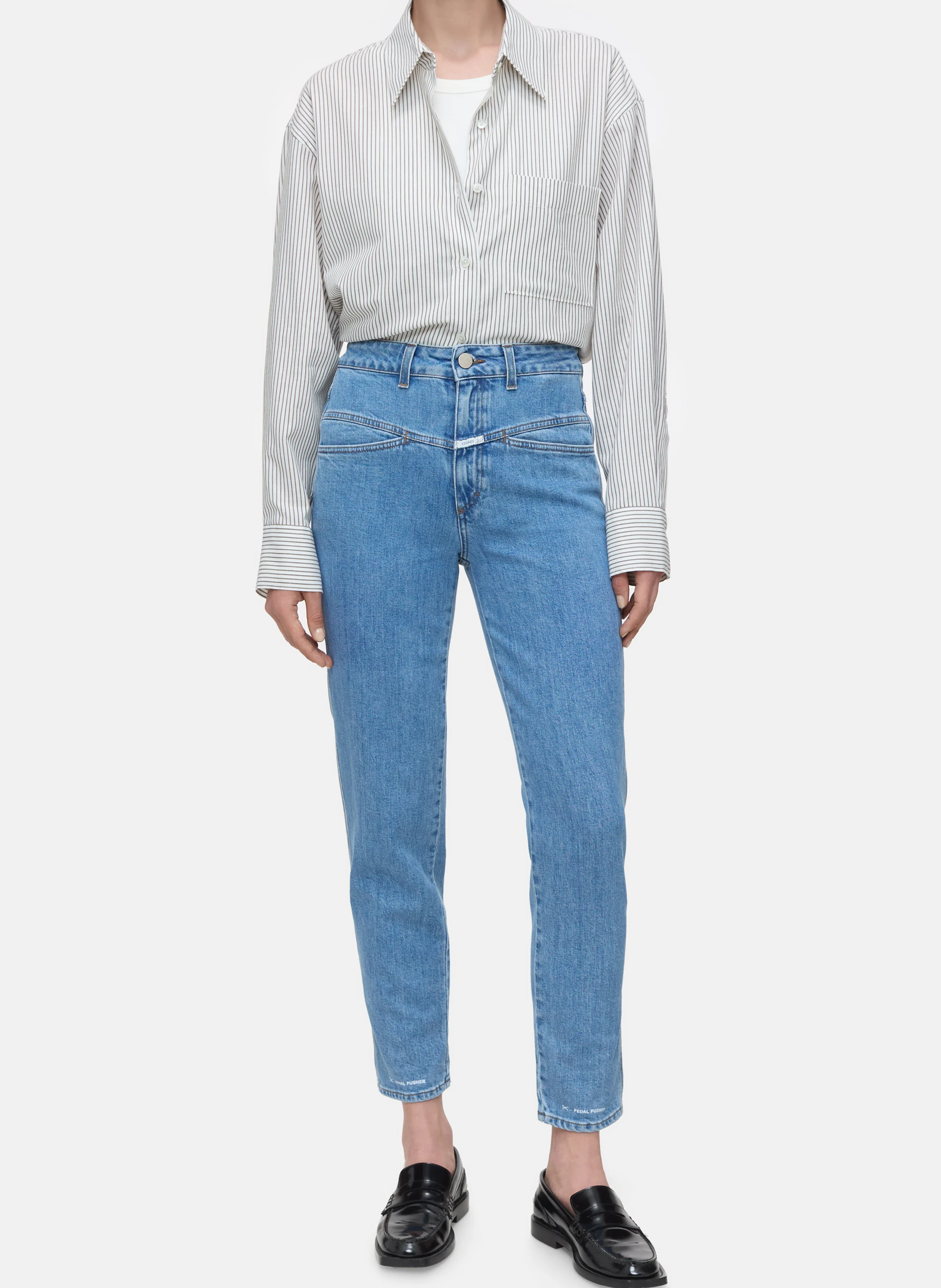 PEDAL PUSHER - Jean slim-fit taille haute en coton bio | Bleu