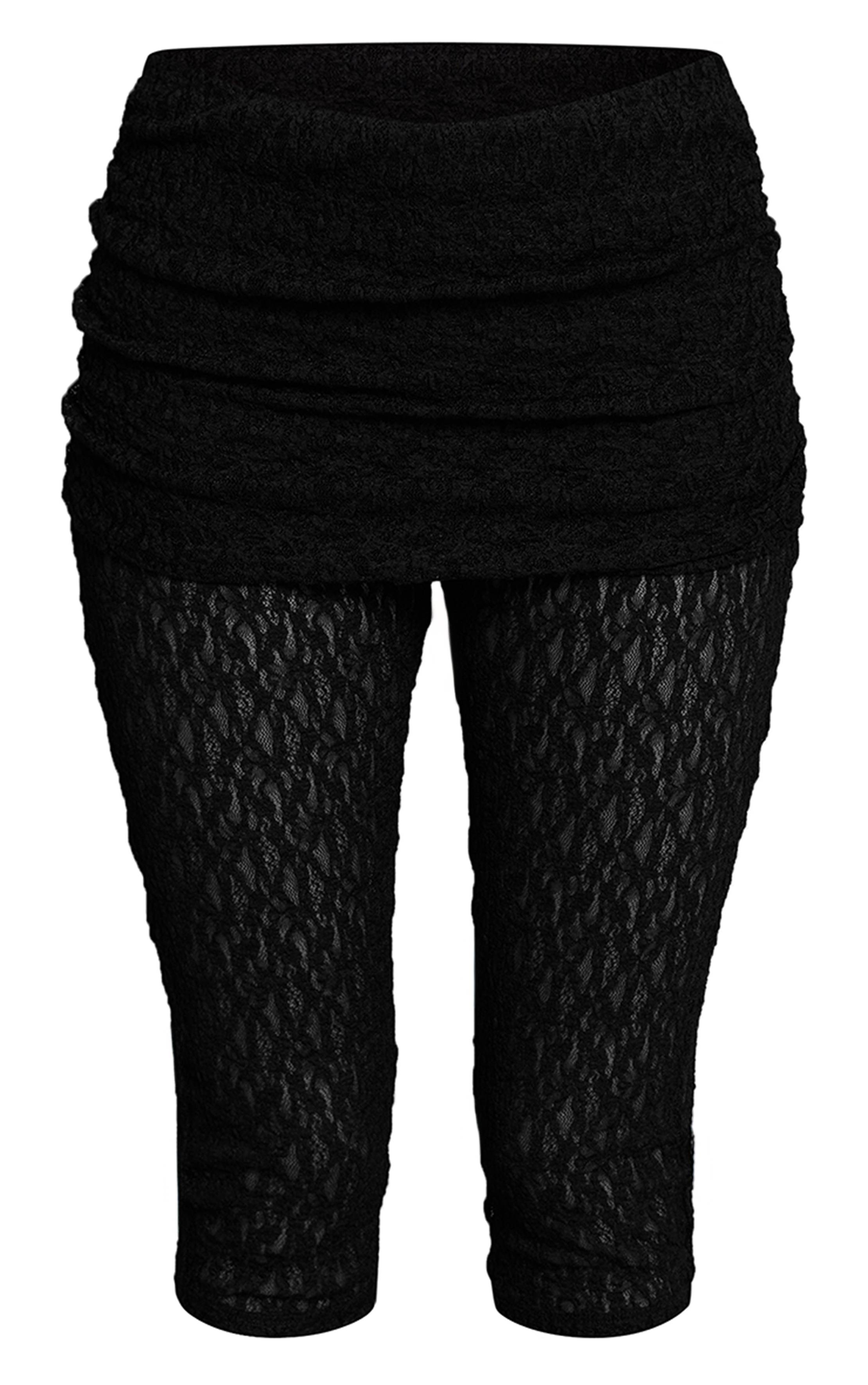 Noir Capri En Dentelle À Taille Repliée