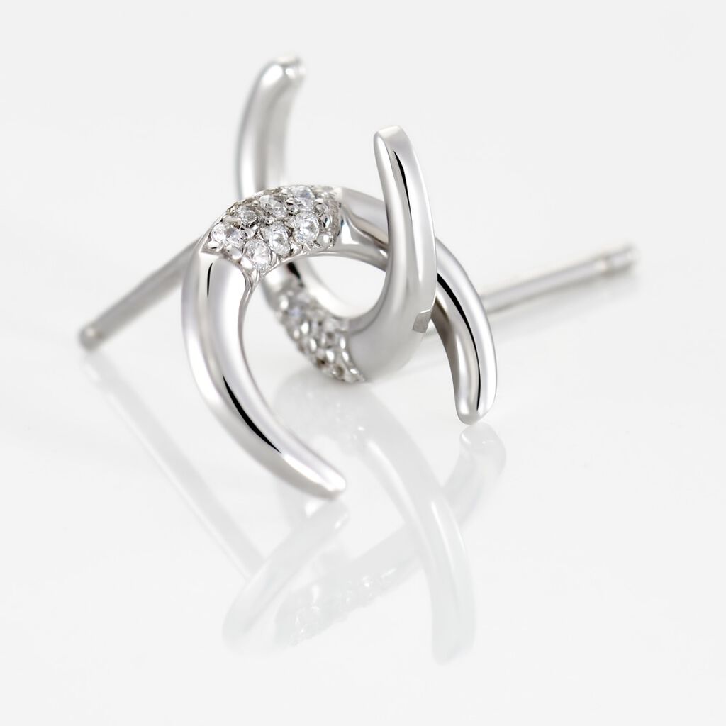 Boucles D'oreilles Puces Argent Blanc Athubodua Oxydes De Zirconium