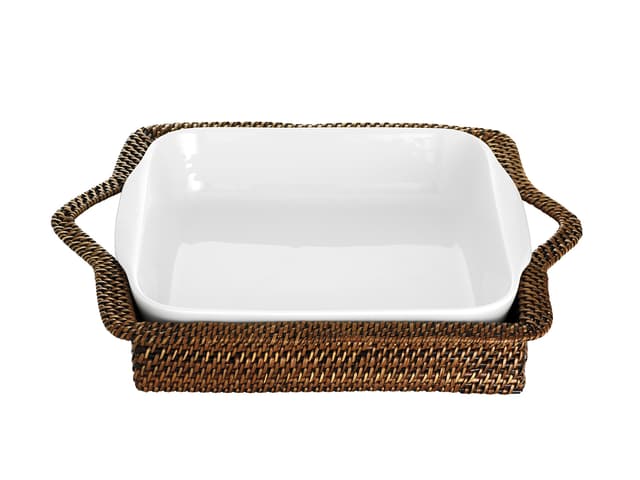 Pillivuyt Kurv rektangulær 29 x 24 cm Lys/Mørk brun