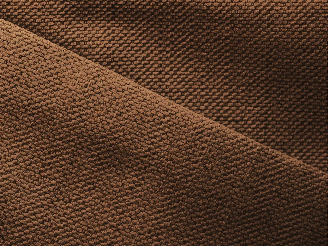 Canapé d'angle panoramique convertible en tissu texturé - terracotta foncé - KAPUA