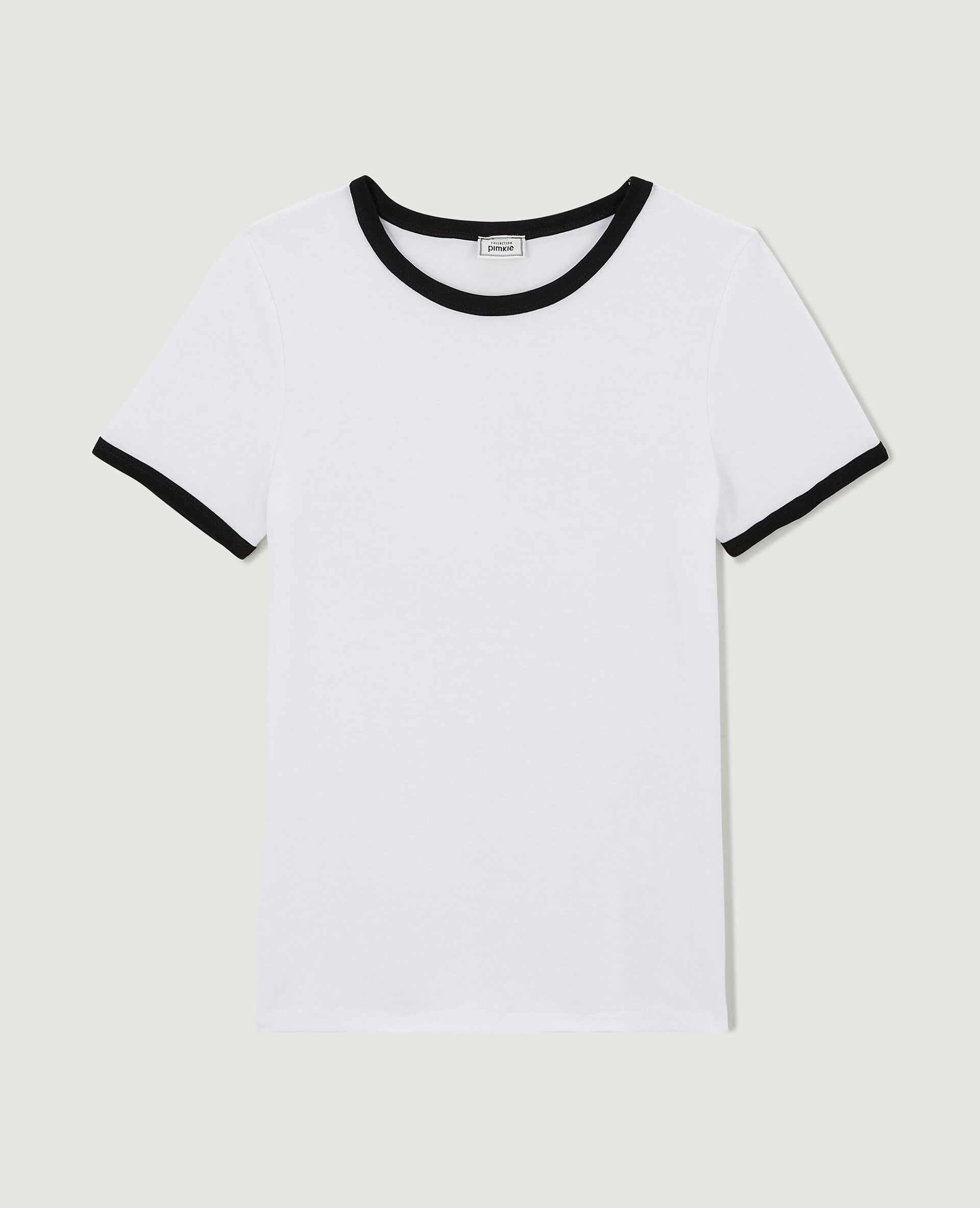 T-shirt manches courtes avec bords contrastés - Blanc