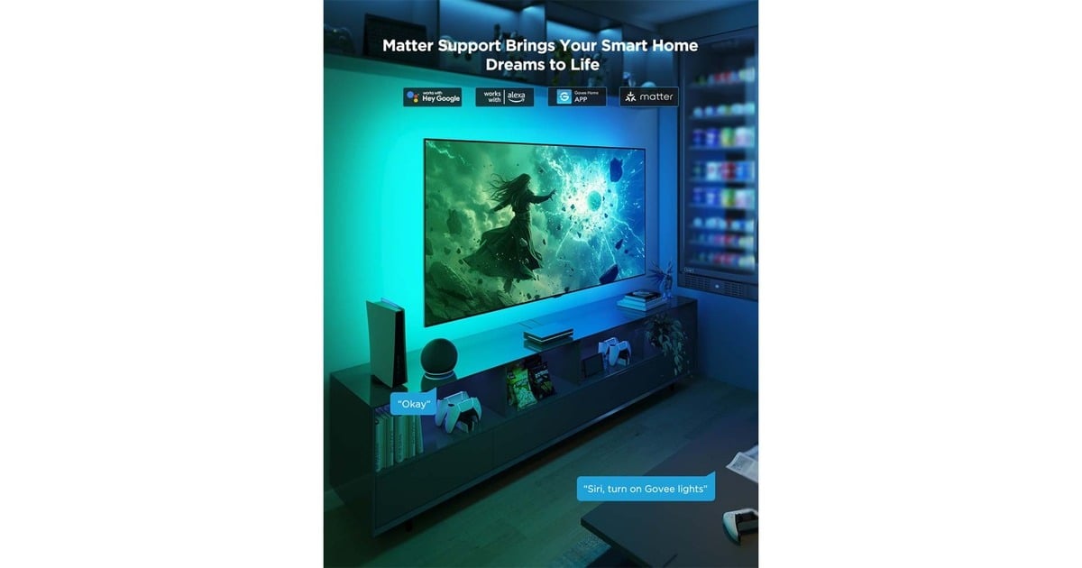 GoveeSmart AI Sync Box Kit verlichting  (Zwart, Wifi, Bluetooth, voor 55 - 65 inch tv's)