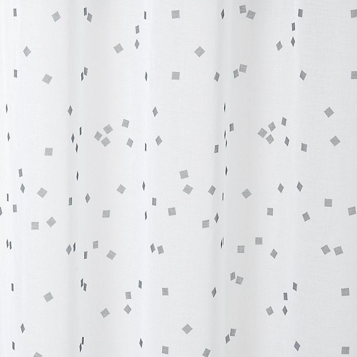 Voilage GoodHome Pyrite blanc motifs gris foncé l.140 x H.260 cm