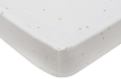 Jollein Stretchlaken Twinkling 70/75x140/150, Off white/Wild Rose