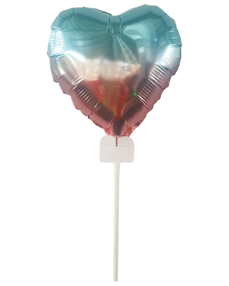 Folieballon mini med pind - Hjerte