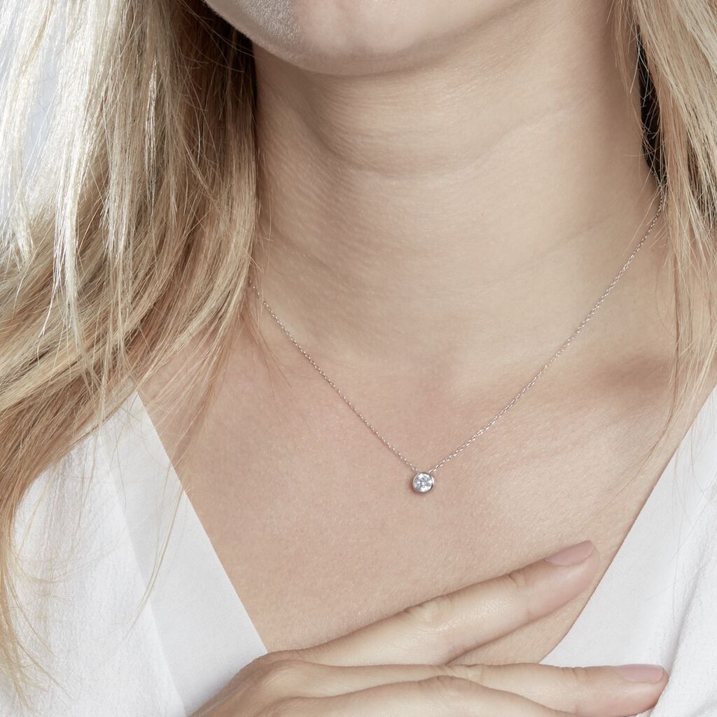 Collier Germinie Argent Blanc Oxyde De Zirconium