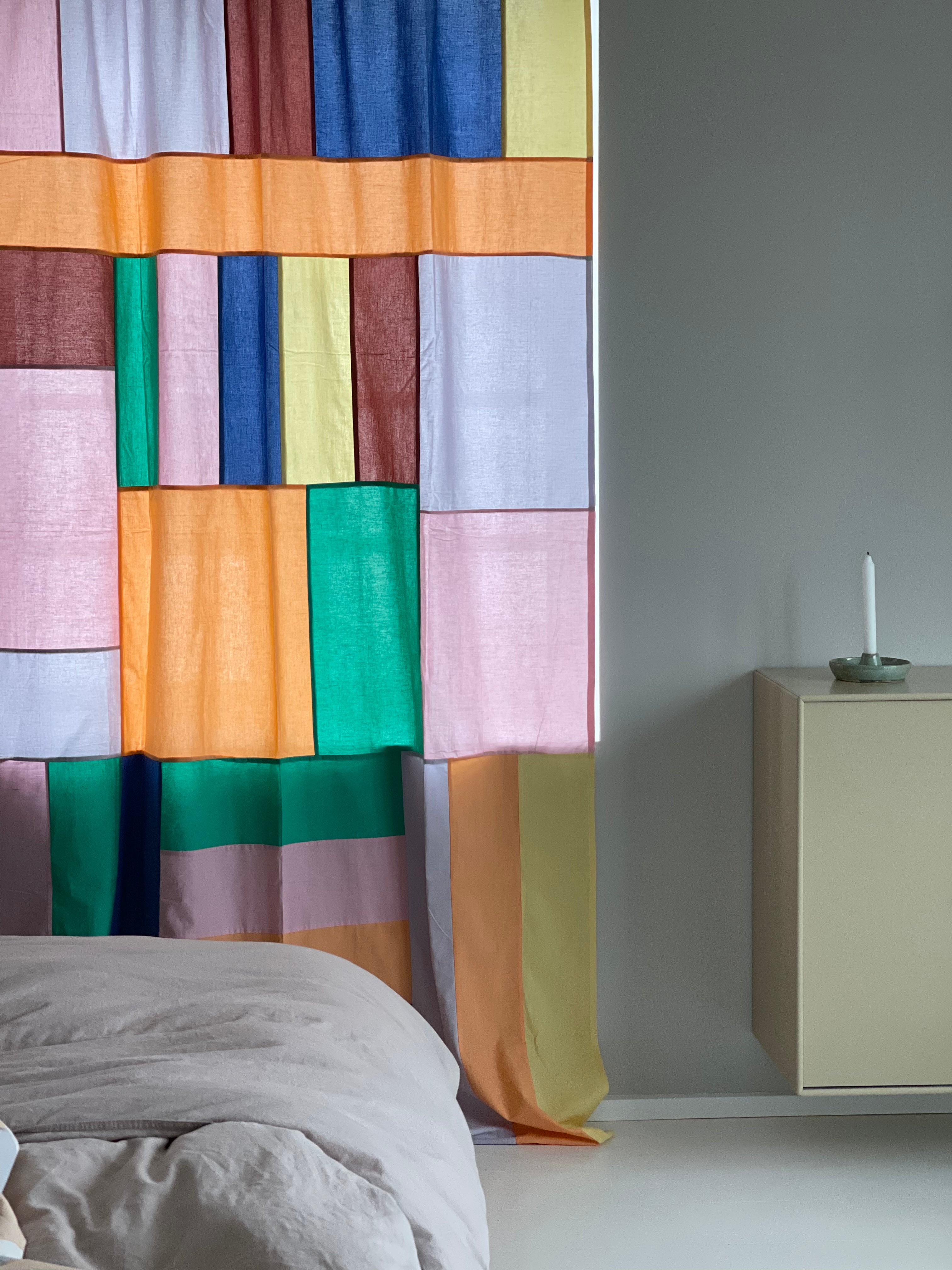 Jou Quilts  Pojagi gardin med stropper, Multi - 140x250 cm.
