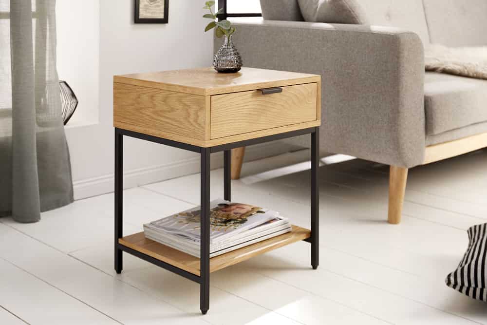 Industrial Nachttisch ELEMENTS 40cm Eiche Beistelltisch mit Schublade