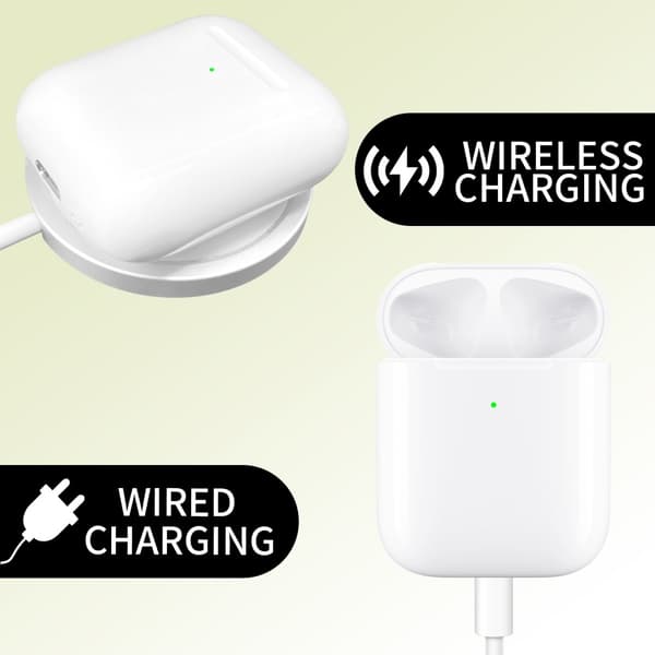 For AirPods 1/2 erstatningsladeveske Innebygd 550mAh batteri Trådløs lading