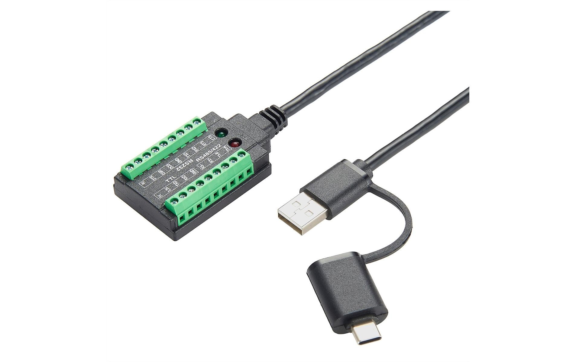 Schnittstellenkabel USB EX-13003USB zu 1S Seriell RS-232/422/485/TTL Kabel mit Terminal Block, 1.0 m (FTDI Chipsatz)