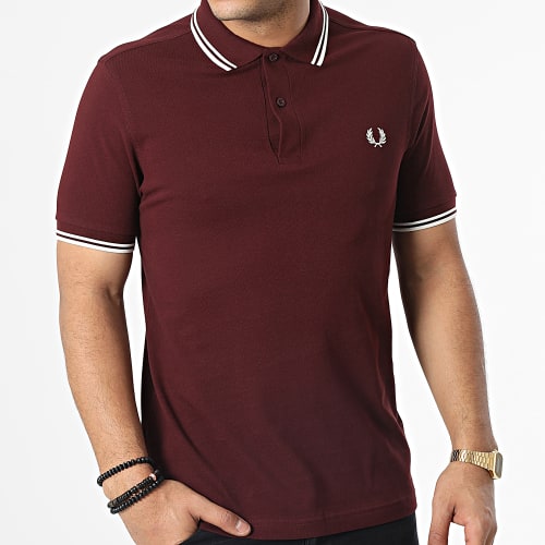Polo Manches Courtes Twin Tipped M3600 Bordeaux Blanc