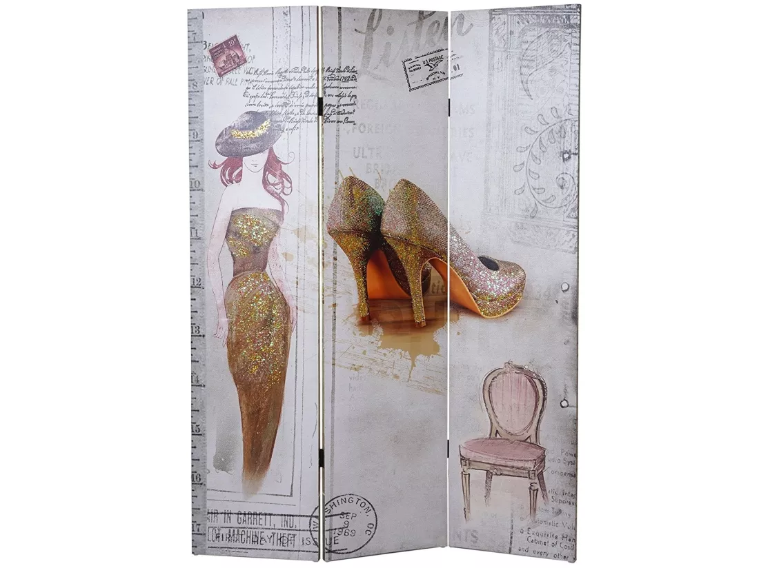 Paravent 3 panneaux vintage 120 x 2.5 x 180 cm PAR04043