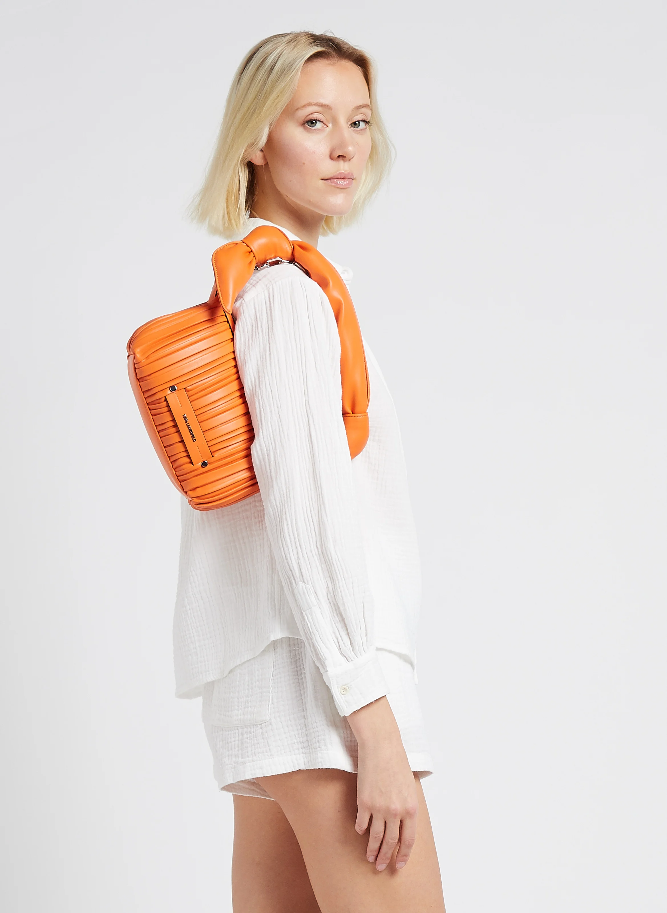 K/KUSHION - Sac porté épaule plissé et matelassé | Orange