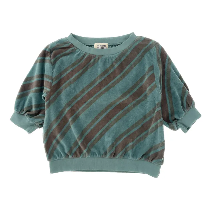 Longlivethequeen Sweat Rayé | Bleu canard