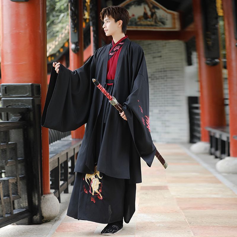 Tangier - Hanfu wikkeltop met lange mouwen / maxi-rok / polsbandje / Hanfu-jas / set