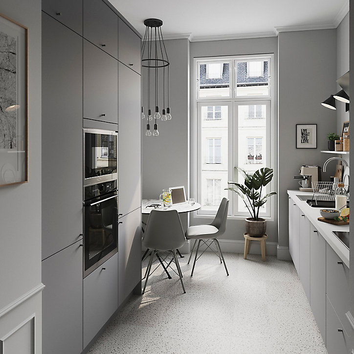 Porte de meuble de cuisine Stevia gris mat l. 40 cm x H. 90 cm GoodHome