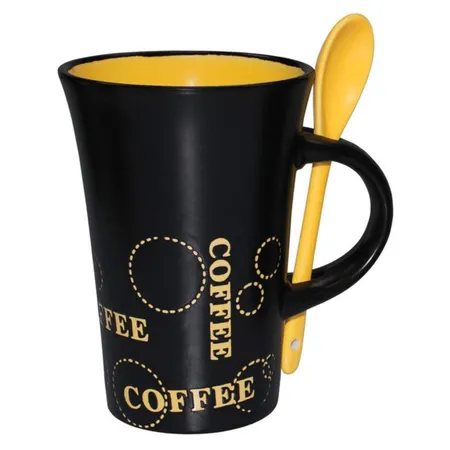 Out of the Blue Keramik-Kaffeebecher mit Löffel sortiert
