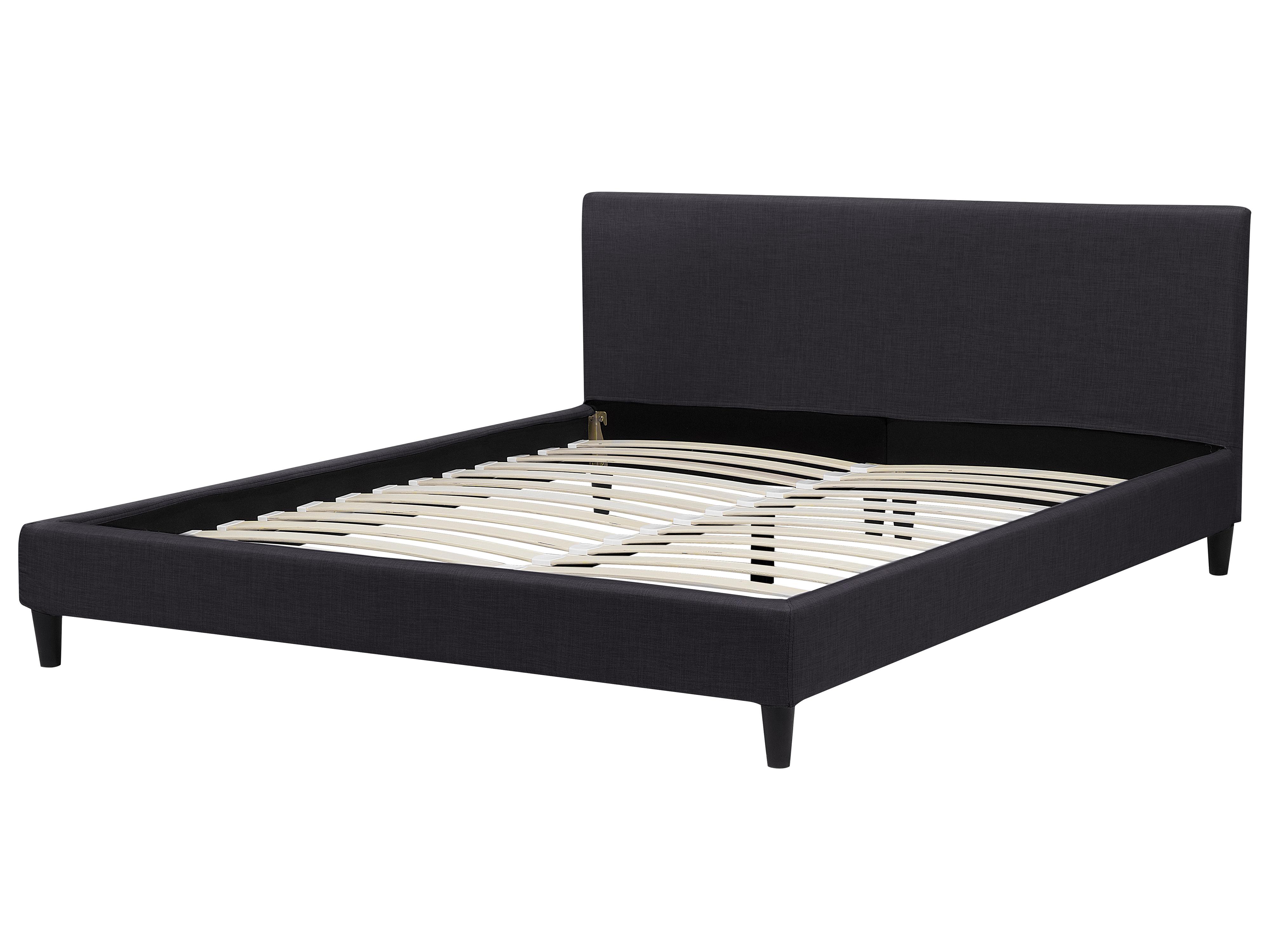 Bed met LED-verlichting Stof FITOU 180 x 200 cm Zwart