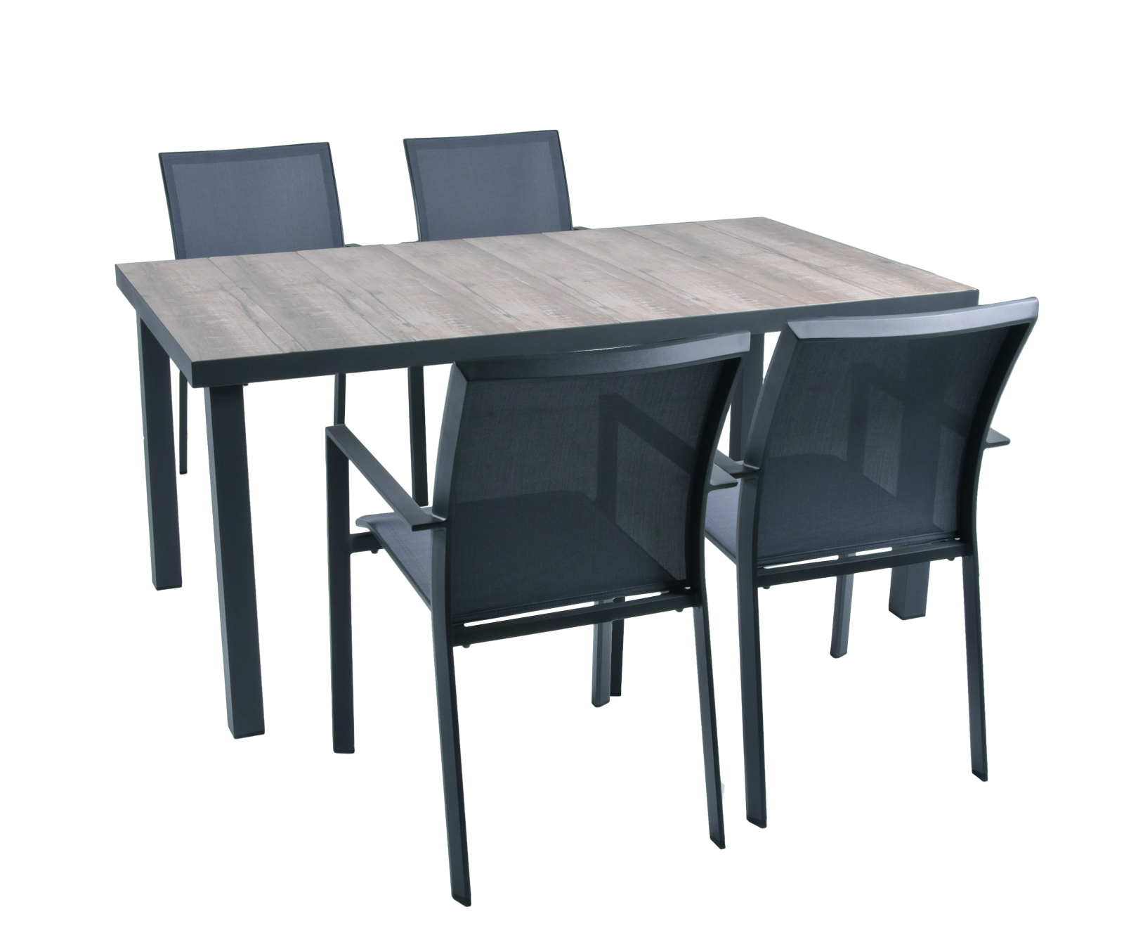 5-teilige Tischgruppe RANA - grau - Aluminium - Keramik