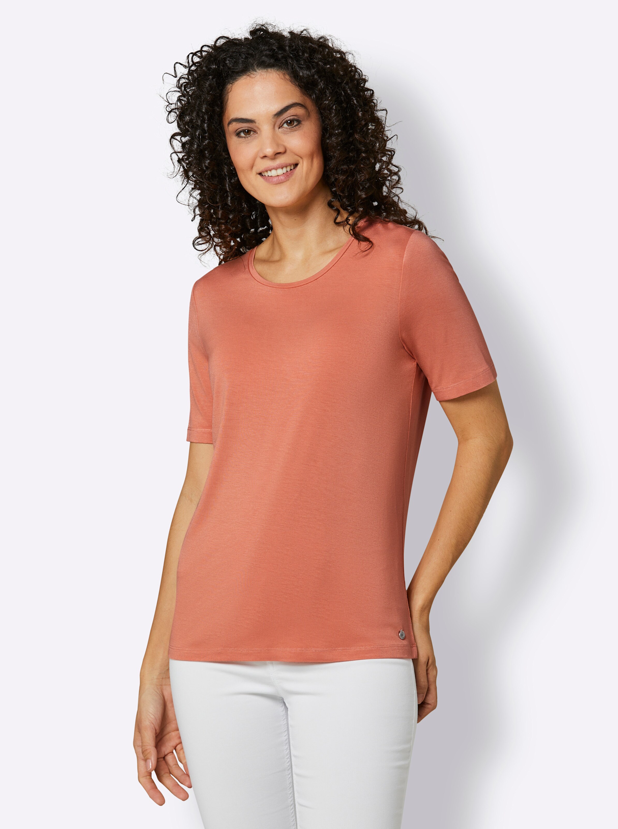 CREATION L PREMIUM Edel-Viskose-Shirt in papaya