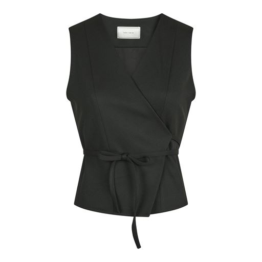 Neo Noir Samara Twill Wrap Vest, Black, 40