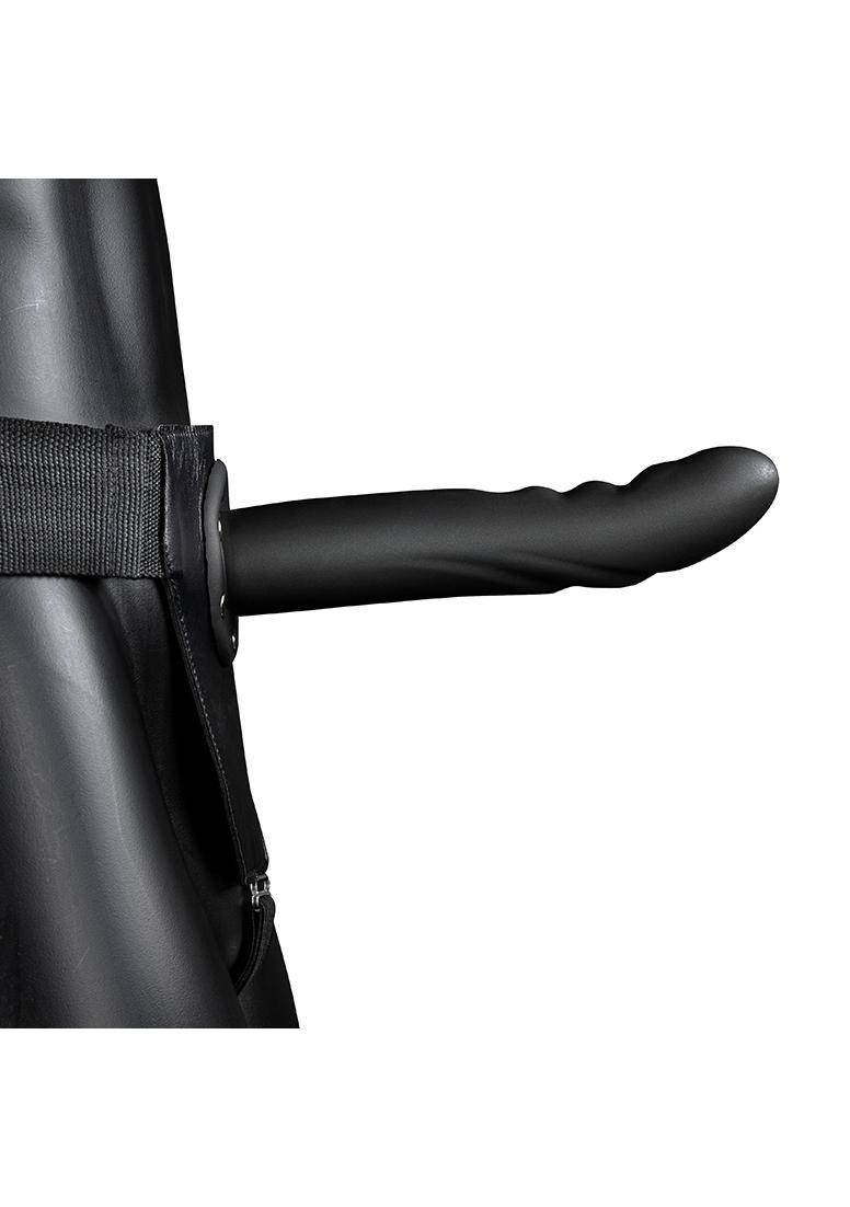 Ouch! getextureerde holle curvy strap-on - 20 cm - zwart