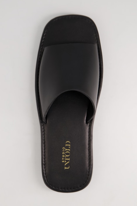 Leder-Pantolette, Mules, Echtleder, Plateau-Sohle, Weite H