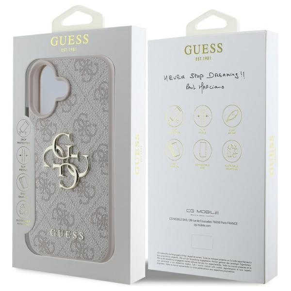 iPhone 16 Leder Hardcase Hülle 4G Big Metal Logo (GUHCP16S4GMGPI) - Rosa