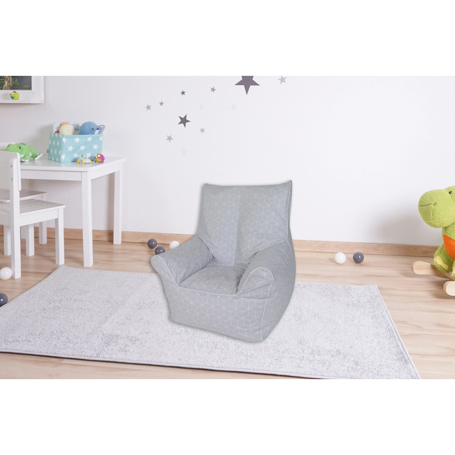 knorr toys® Kindersitzsack Junior - Geo cube grey grau
