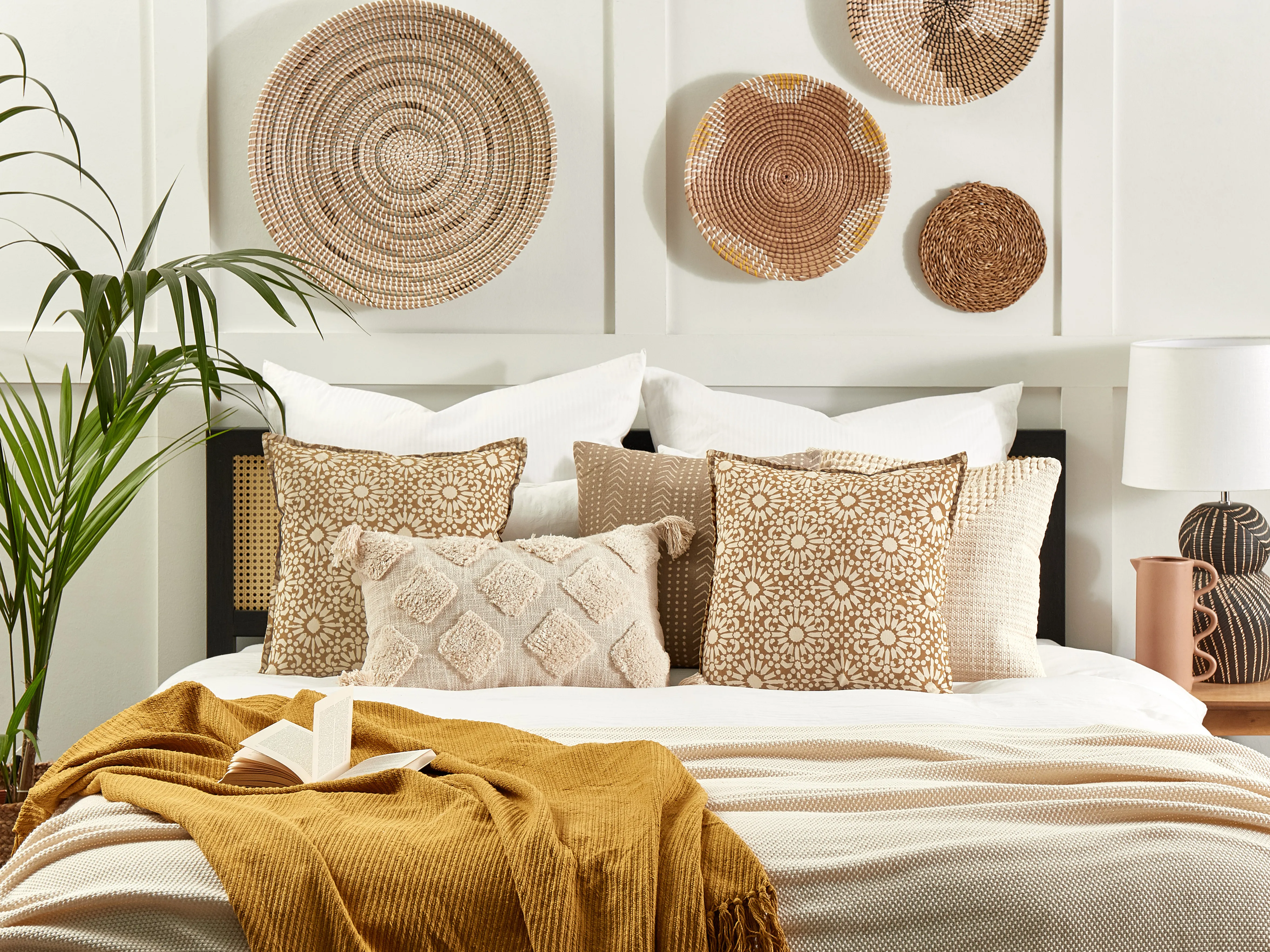 Set van 2 sierkussens CEIBA Katoen 45 x 45 cm Beige geometrisch patroon
