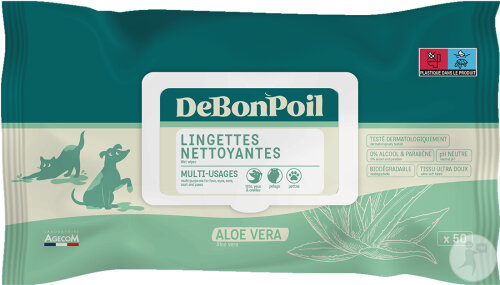 DeBonPoil Lingettes Aloe Vera Chiens Et Chats 50 Pièces