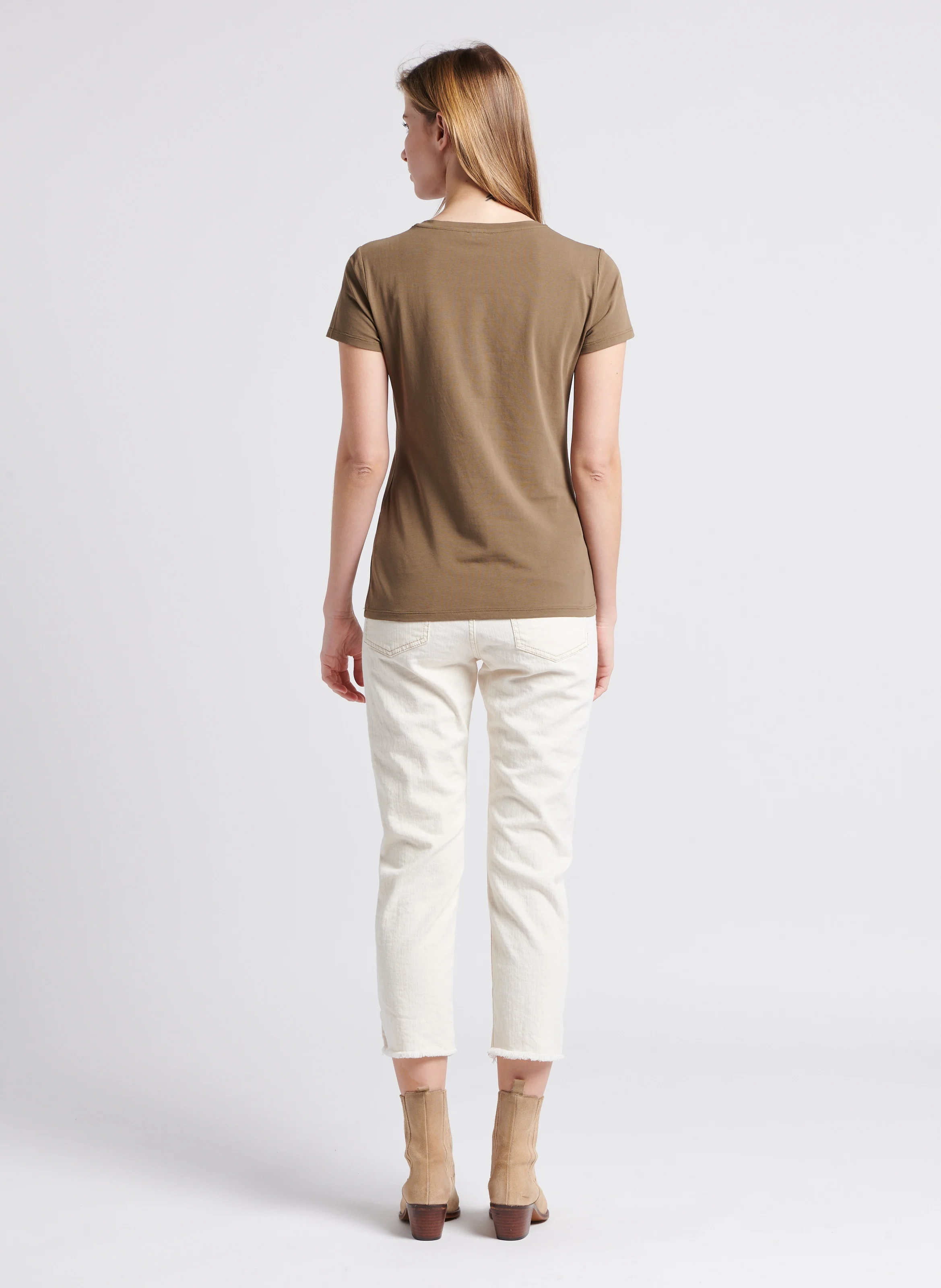 Pantalon carotte en coton mélangé | Blanc
