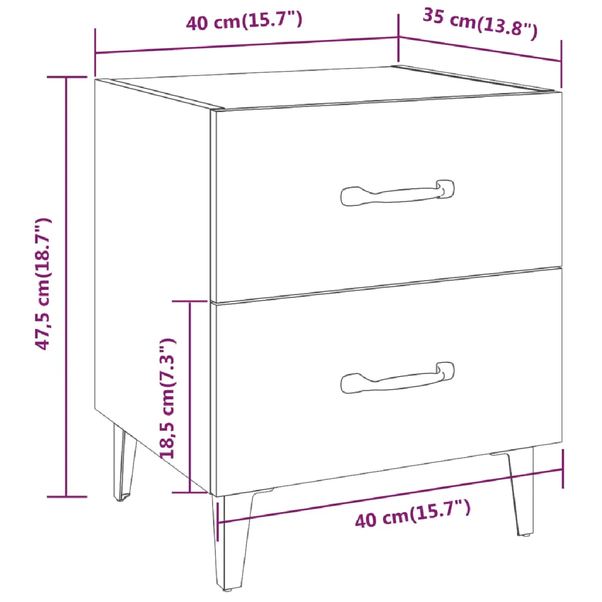 vidaXL Table de chevet - Chêne marron
