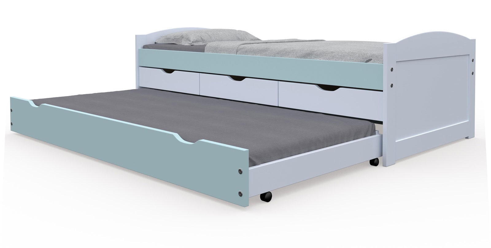 Stauraum-/Funktionsbett Kilian 90 x 200 cm weiß/pastellgrün