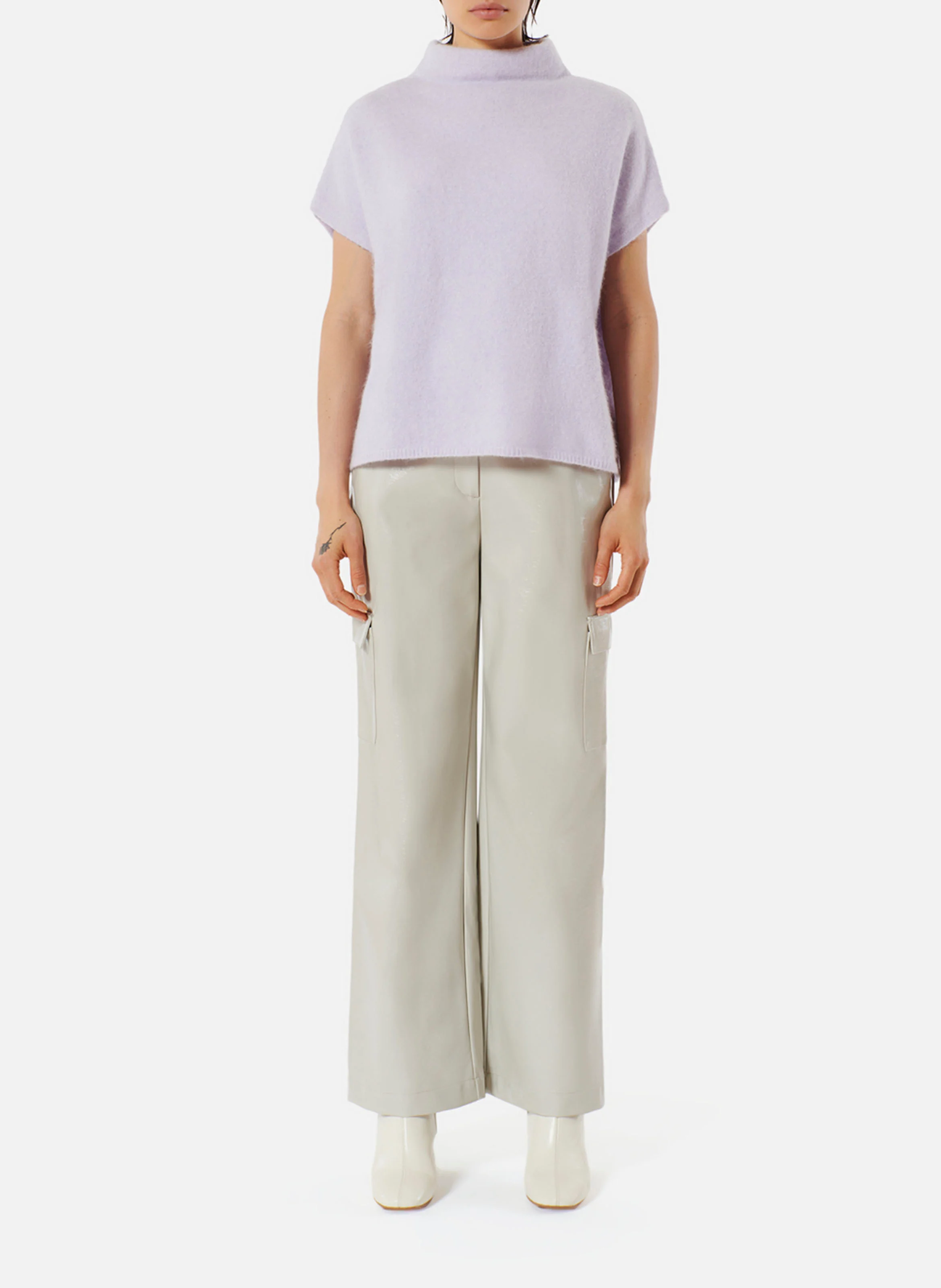BENSON - Pull ample sans manches en laine mélangée | Violet