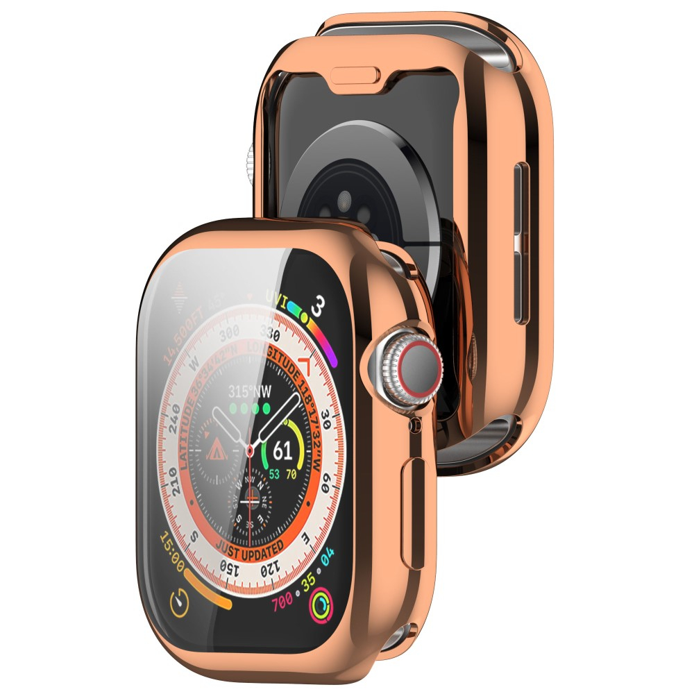 Apple Watch (46 mm) Galvanisierte Gummi Bumper Hülle mit Displayschutz - Roségold