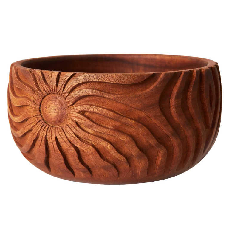 HKliving Hand Carved schaal M Ø15 mahoniehout