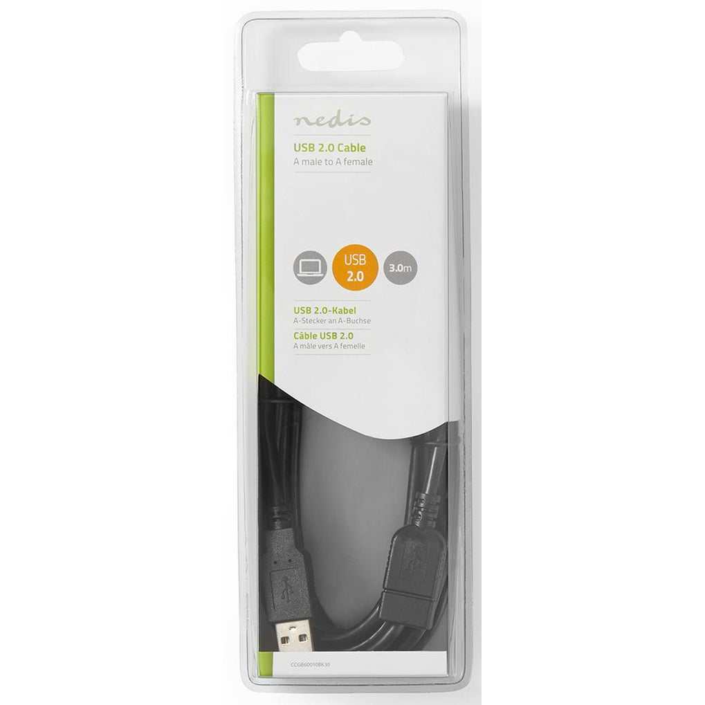Nedis CCGB60010BK30 USB 2.0 kabel USB-A male naar USB-A female 3m