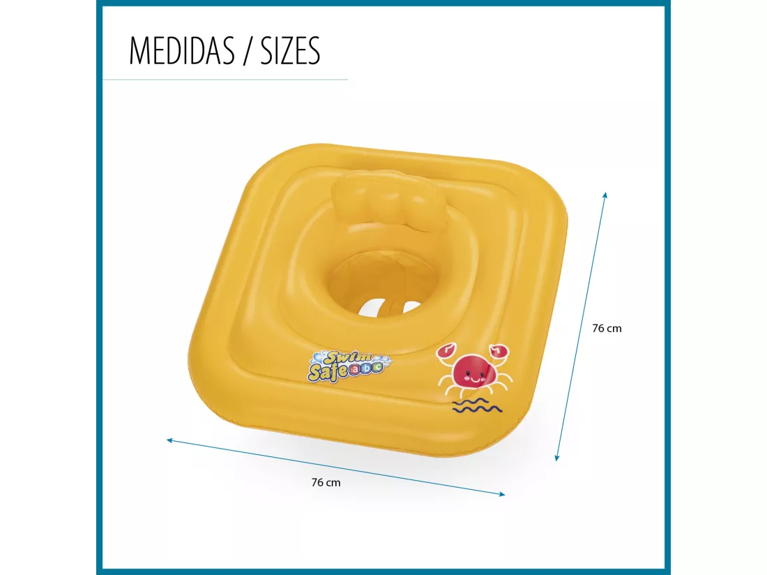 Bouée Gonflable pour Bébés de 1 à 2 ans Bestway Swin Safe 72x24 cm avec Siège Inclus Couleur Jaune