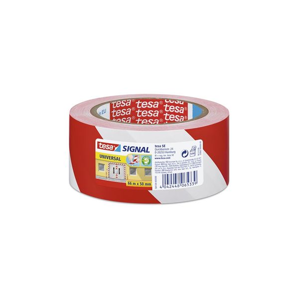 Tesa Fita Adesiva PP Sinalizacao Vermelho/ Branco 50mmx33mts - 15641202