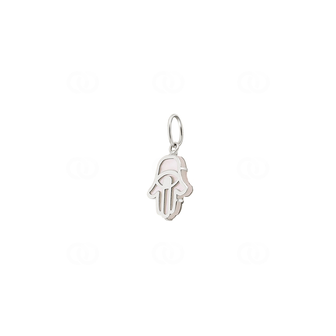 Anhänger 750/18 K Weissgold Fatimas Hand mit Perlmutt