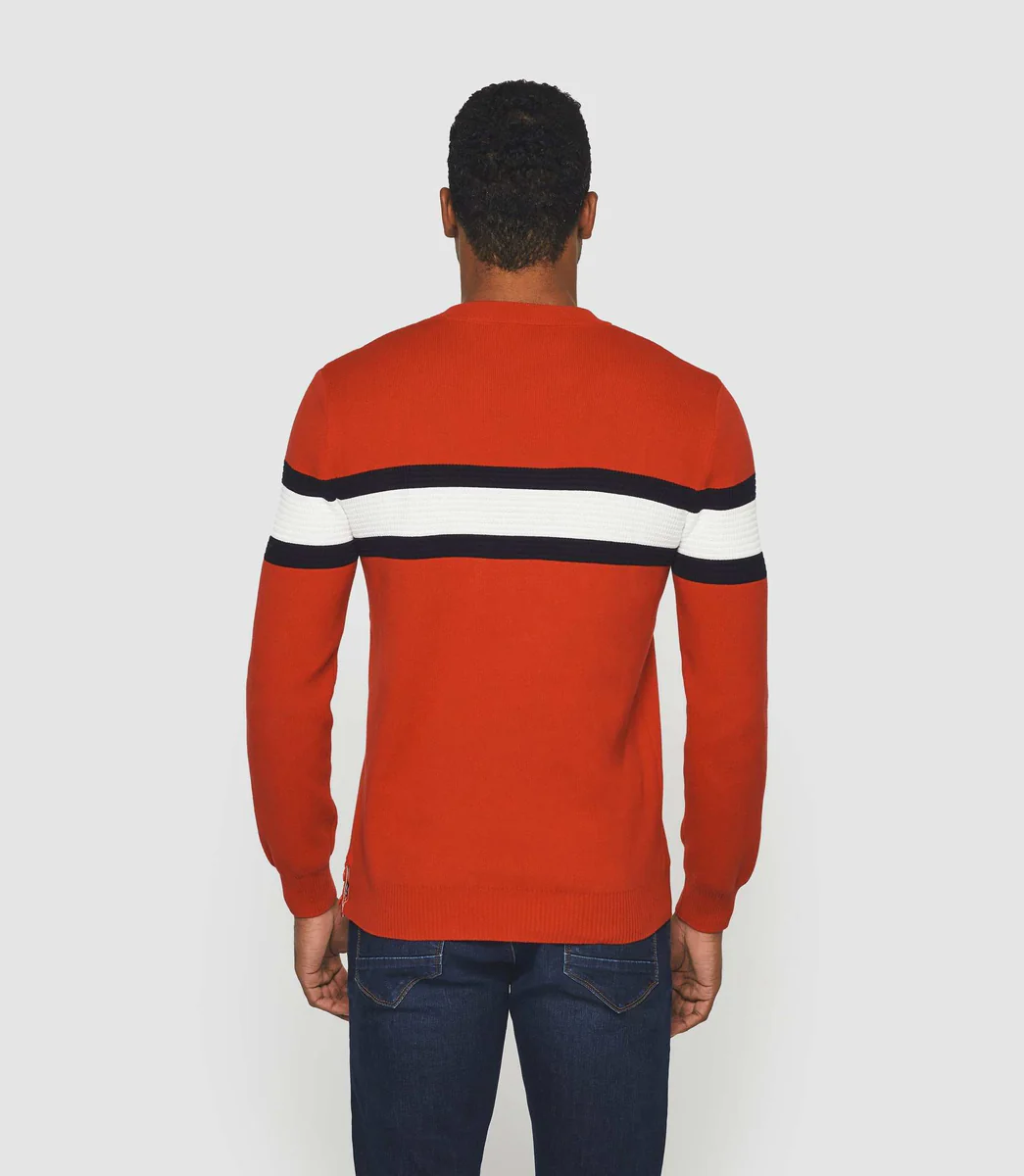 Pull col rond rouge 