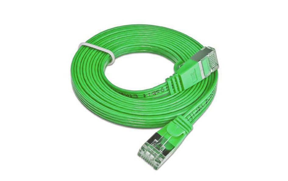 Slimpatchkabel RJ-45 - RJ-45, Cat 6, STP, 20 m, GrünGeschirmtes Twisted-Pair-Kabel (STP) mit Klinkenschutz