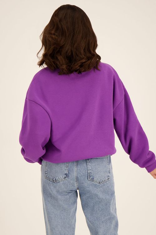 Paarse sweater la joie de vivre