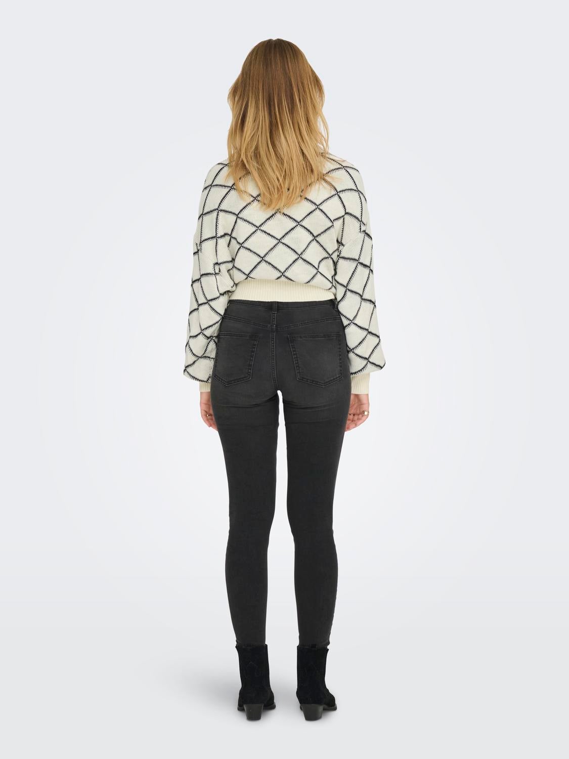 JDYMOON Hohe Taille Skinny Fit Jeans Dark Grey Denim